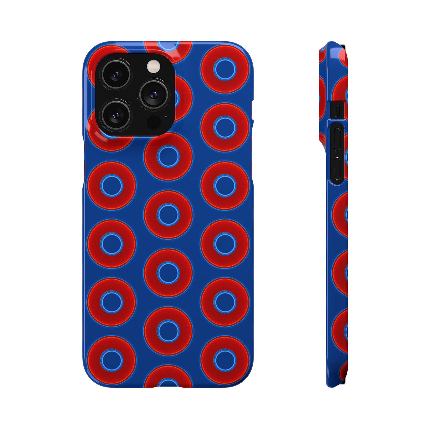 Lumpy Donut Snap Case - red vivid donut print w/dark blue background