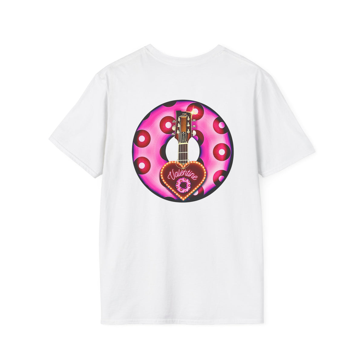 Classic Donut Tee - Unisex Soft-Style - "Would You Be My Donut?" - paradoxical bubblegum pink/red donut - variant 2