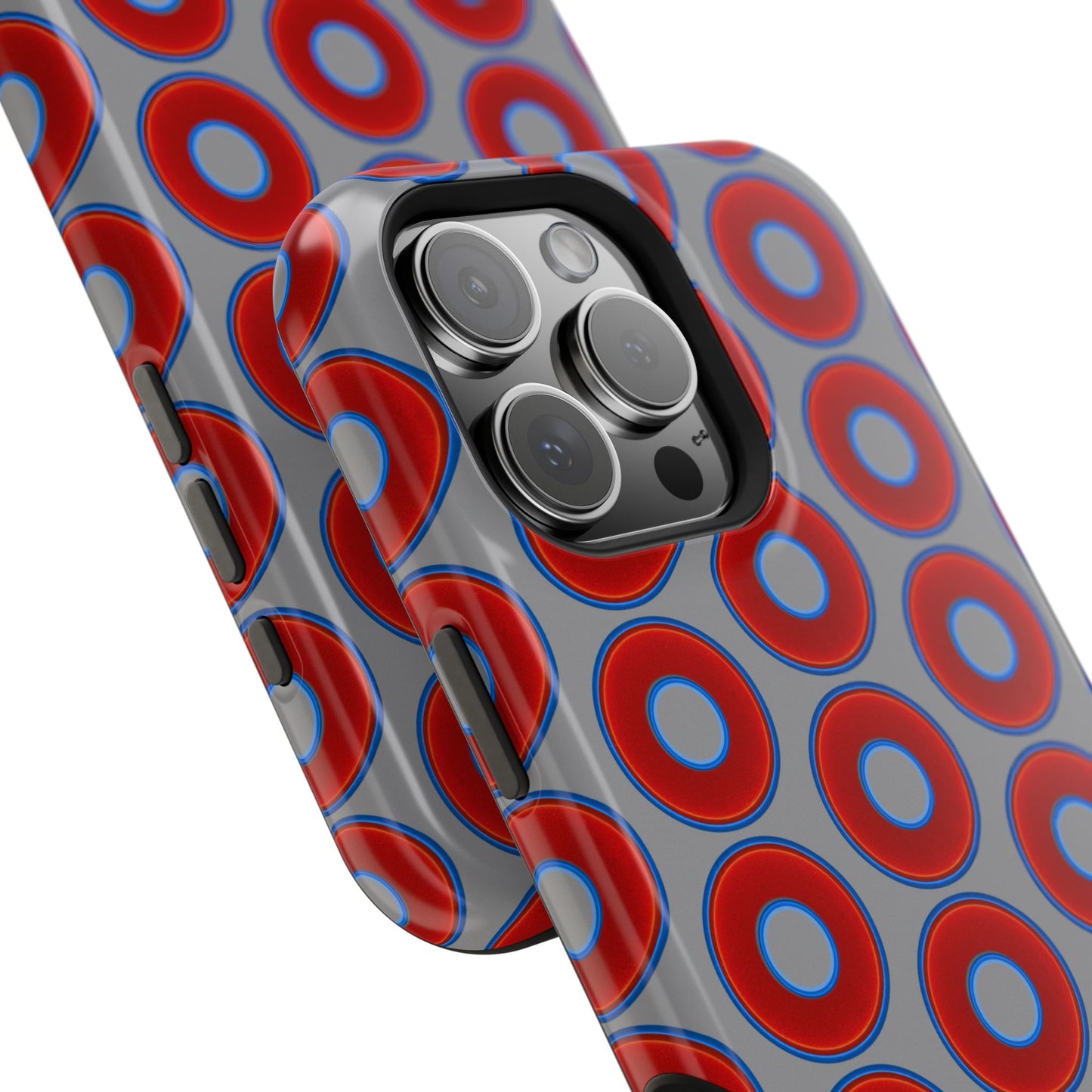 Magnetic Tough Donut Case - red vivid donut print w/gray background