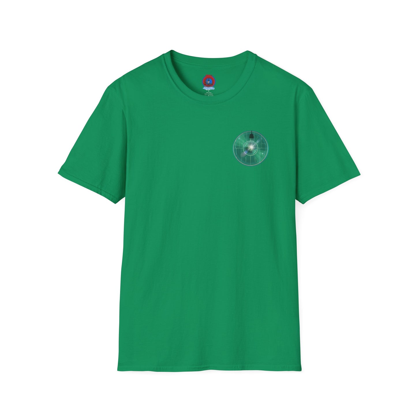 Classic Donut Tee - Unisex Soft-Style - "Harry's Hoodlum Donut" - series 1.0  - variant 4 - lights on/green donut(s)