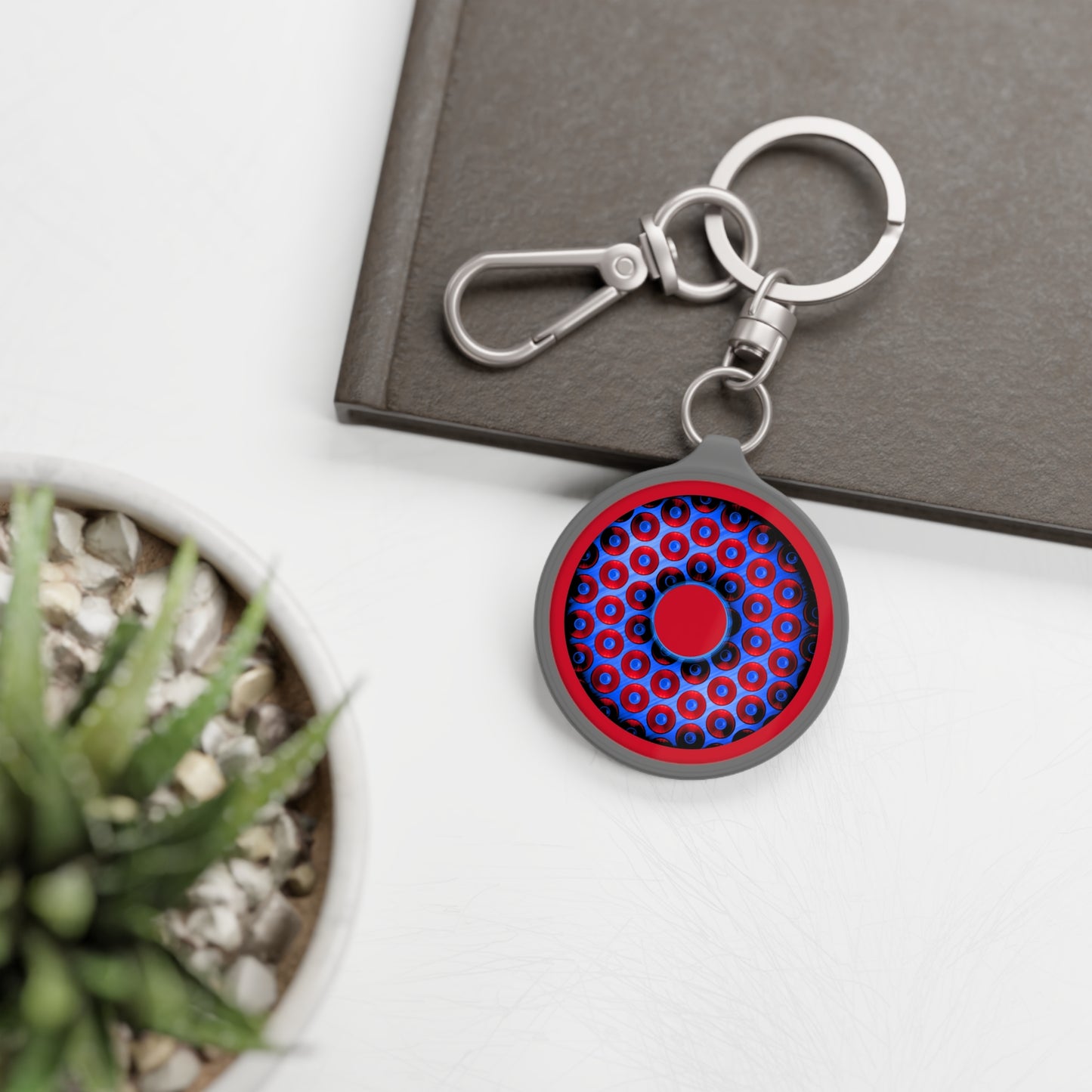 Lumpy Donut Keychain - "Bling Paradoxical Donut" - series 1.0 - variant 2 - plain red/blue paradoxical bling donut donut