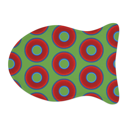 Wendy's Lumpy Pet Feed Mat - vivid red donuts w/light green background