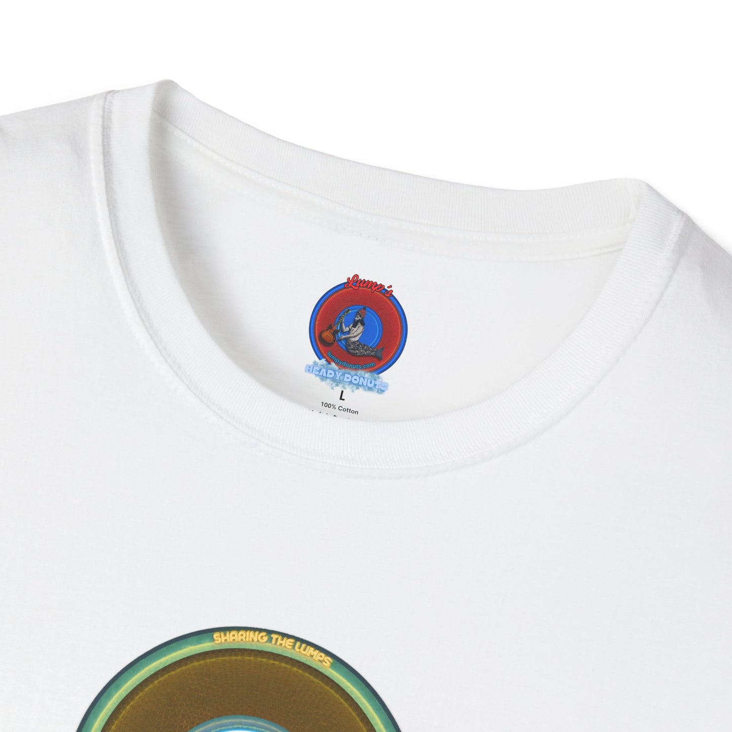 Classic Donut Tee - Unisex Soft-Style - "Lumpy Collective Donut" - bronze/green lumpy donut - variant 5