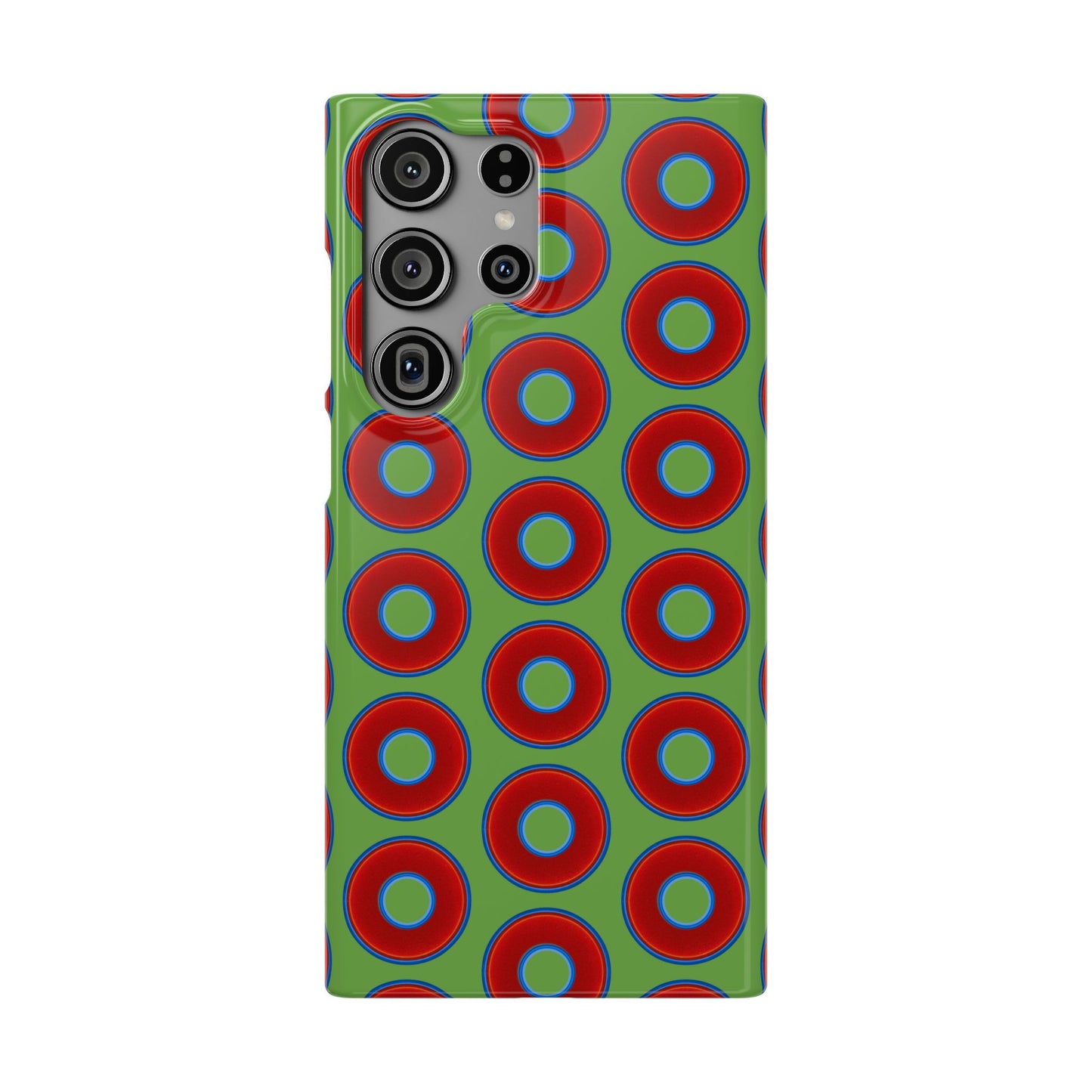 <Lumpy Donut Snap Case - red vivid donut print w/light green background
