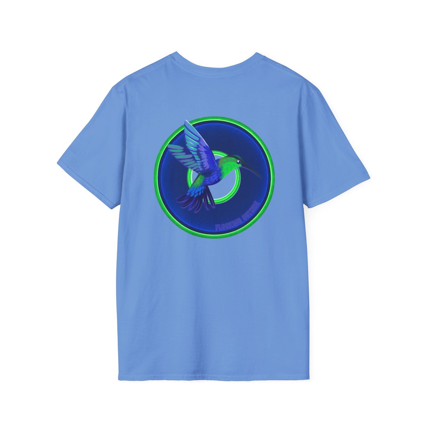 Classic Donut Tee - Unisex Soft-Style - "Invitation for Donuts & Tea" - vivid blue/green donut