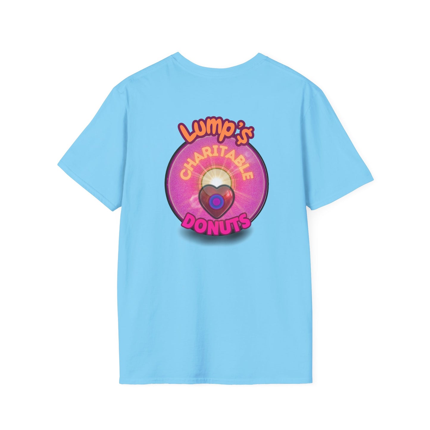 Classic Donut Tee - Unisex Soft-Style - "Lump's Official Charitable Donut" - series 1.0  - magenta donut [*100 to general charity fund]