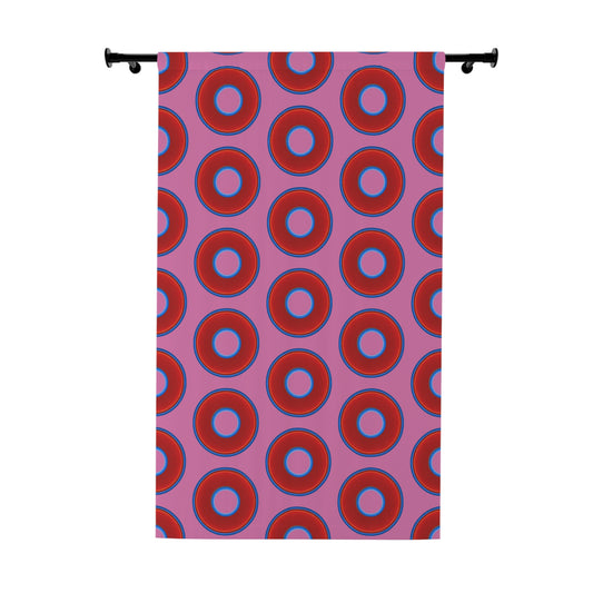 Lump's Heady Curtain w/Donuts - vivid red donut print - w/pink background - [*1 Piece / 50" x 84"]