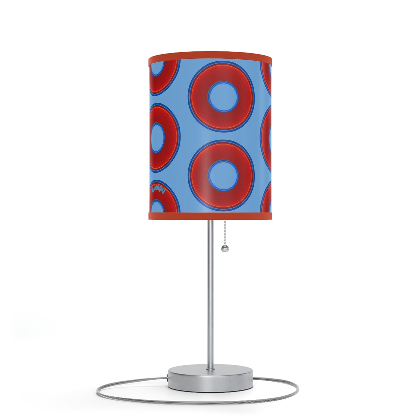 Lumpy Accent Lamps - red vivid donuts w/light blue background