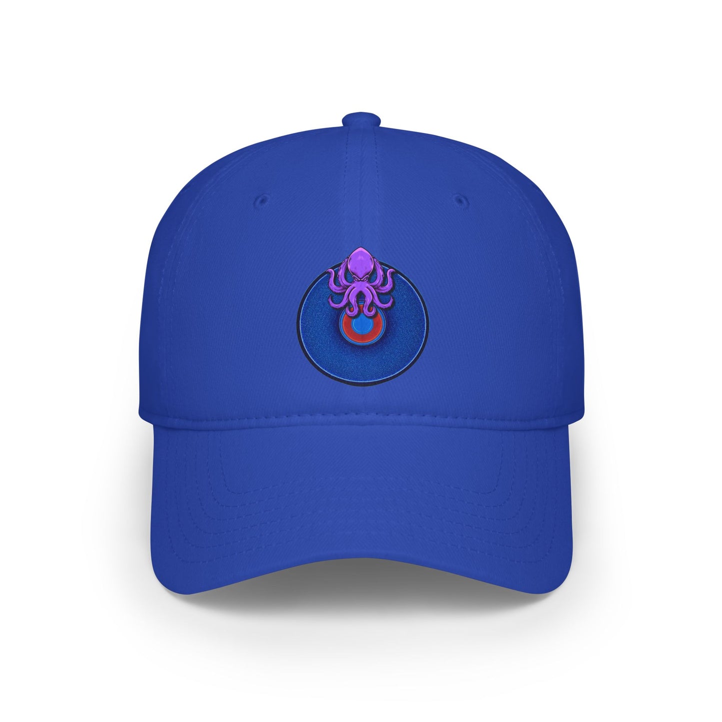 Lumpy Donut Baseball Cap - "Roger Moore's Donut" - variant 3 - vivid blue/red donut w/