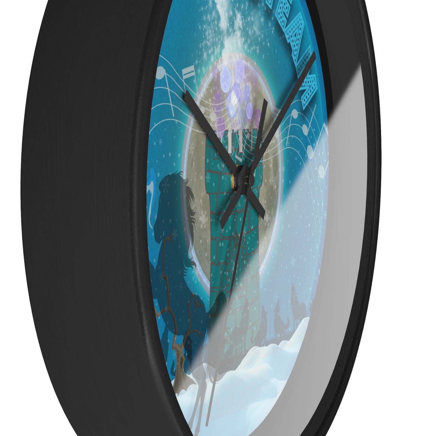 Lumpy Wall Clock - "Steamed Donut Clock?" - vivid red/blue donut w/black background