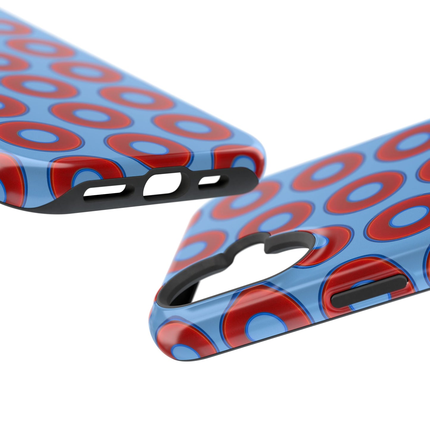 Impact-Resistant Lumpy Donut Case - red vivid donut print w/light blue background
