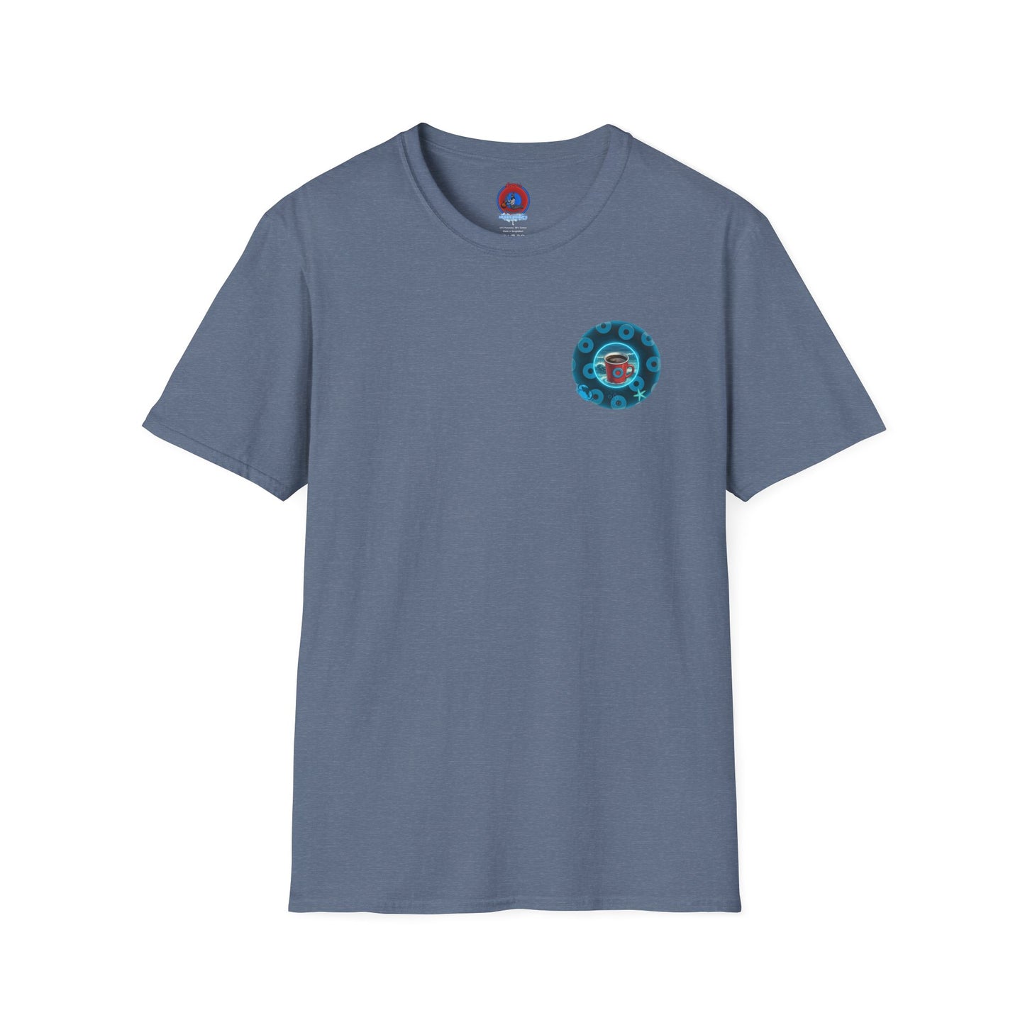 Classic Donut Tee - Unisex Soft-Style - "The Leaky Cup" - paradoxical blue/teal ocean donut -