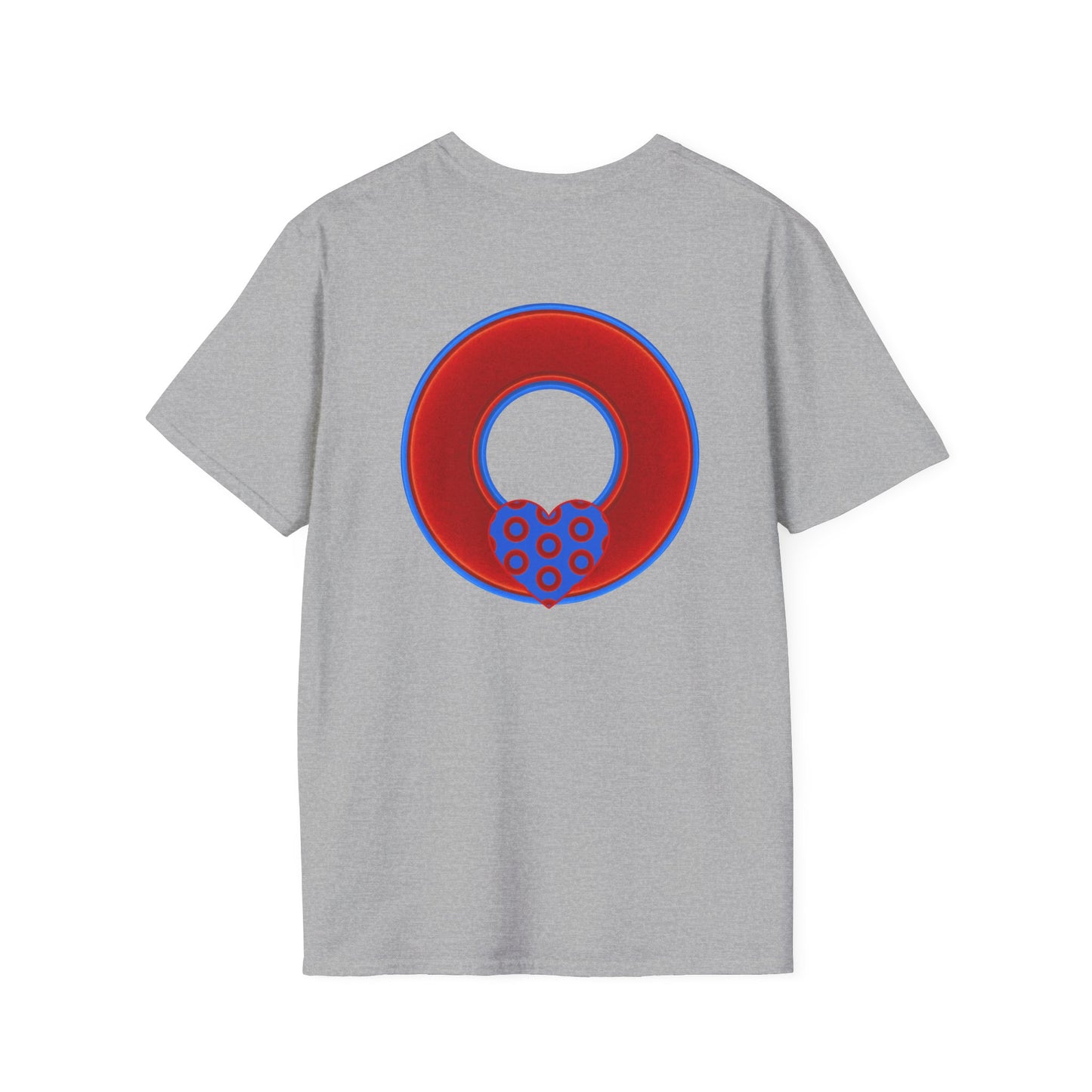 Classic Donut Tee - Unisex Soft-Style - "Ocean Donuts of Love" - vivid red donut - variant 1