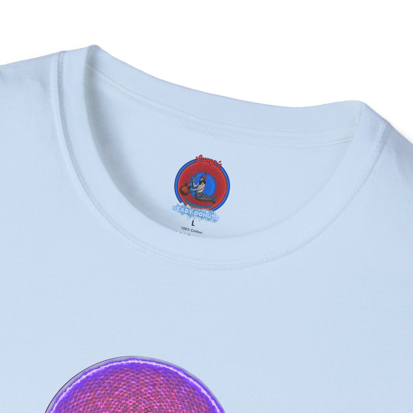 Classic Donut Tee - Unisex Soft-Style - "The Frankenstein Donut - It's Alive! " - series 1.0  - purple-ish donut