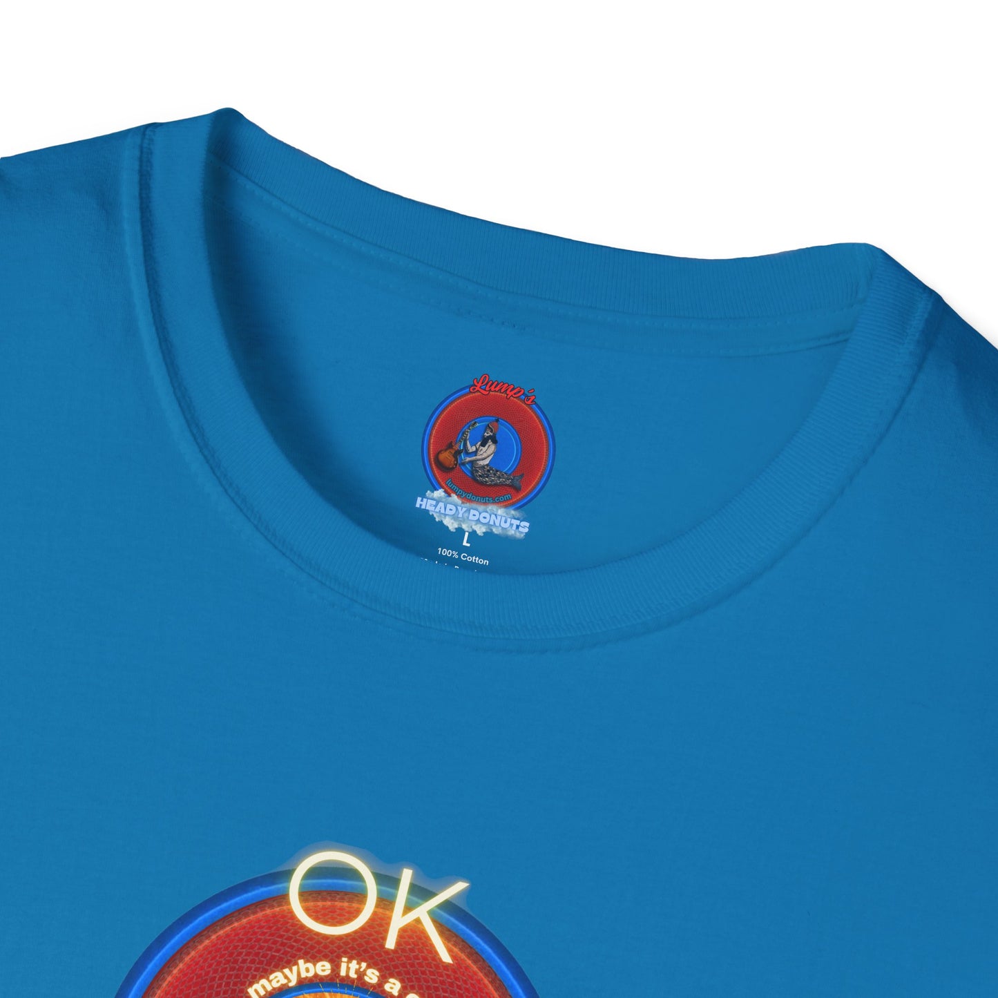 Classic Donut Tee - Unisex Soft-Style - "Donuts: Conjurers of Awesome" - series 1.0  - variant 3 - w/"okay" - red donut