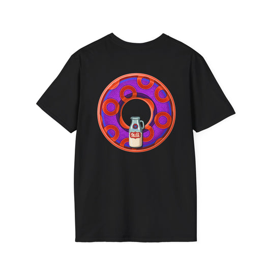 Classic Donut Tee - Unisex Soft-Style - "Wooked Cream - YEMSG Donut " -purple/red rustic paradox donut - variant 6