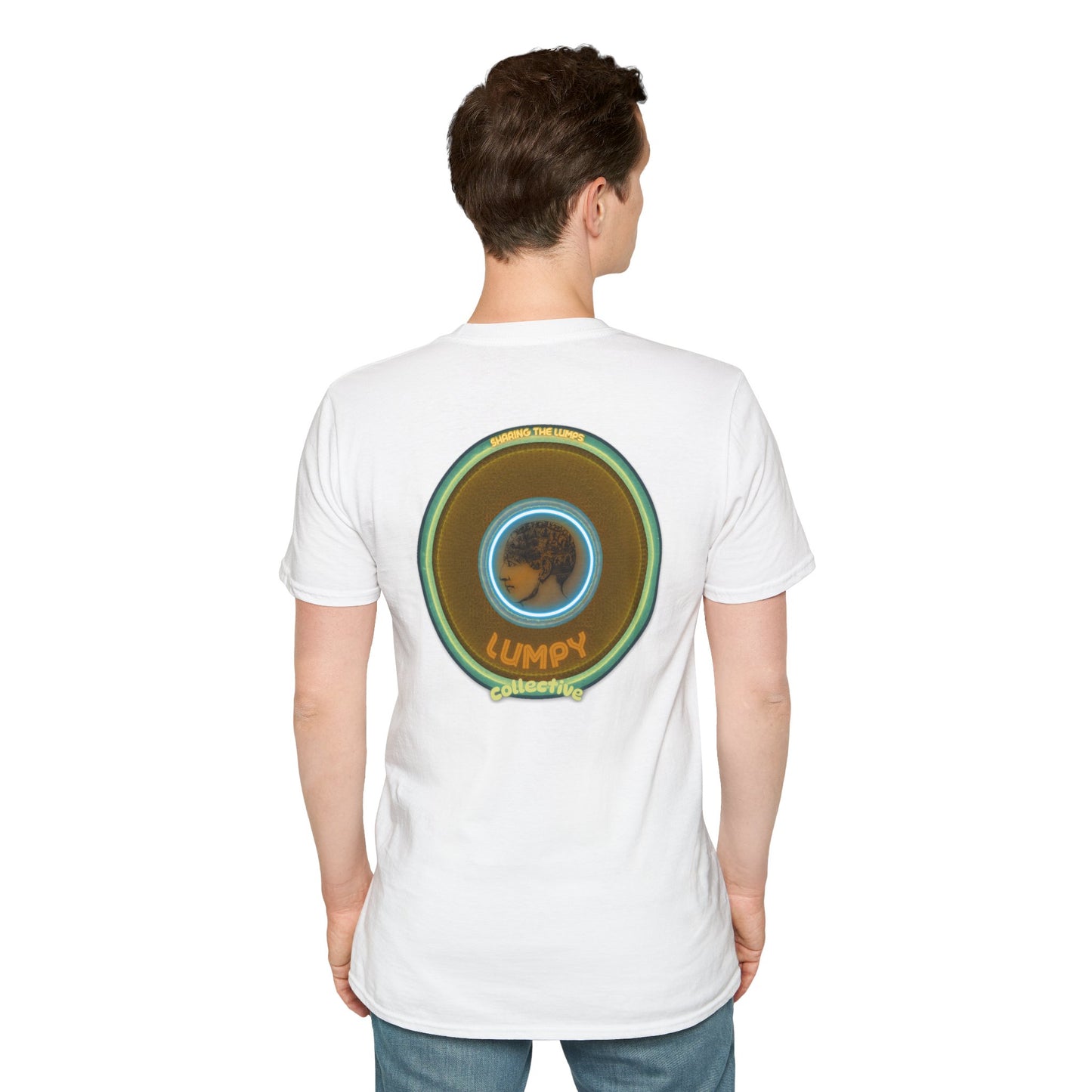 Classic Donut Tee - Unisex Soft-Style - "Lumpy Collective Donut" - bronze/green lumpy donut - variant 5