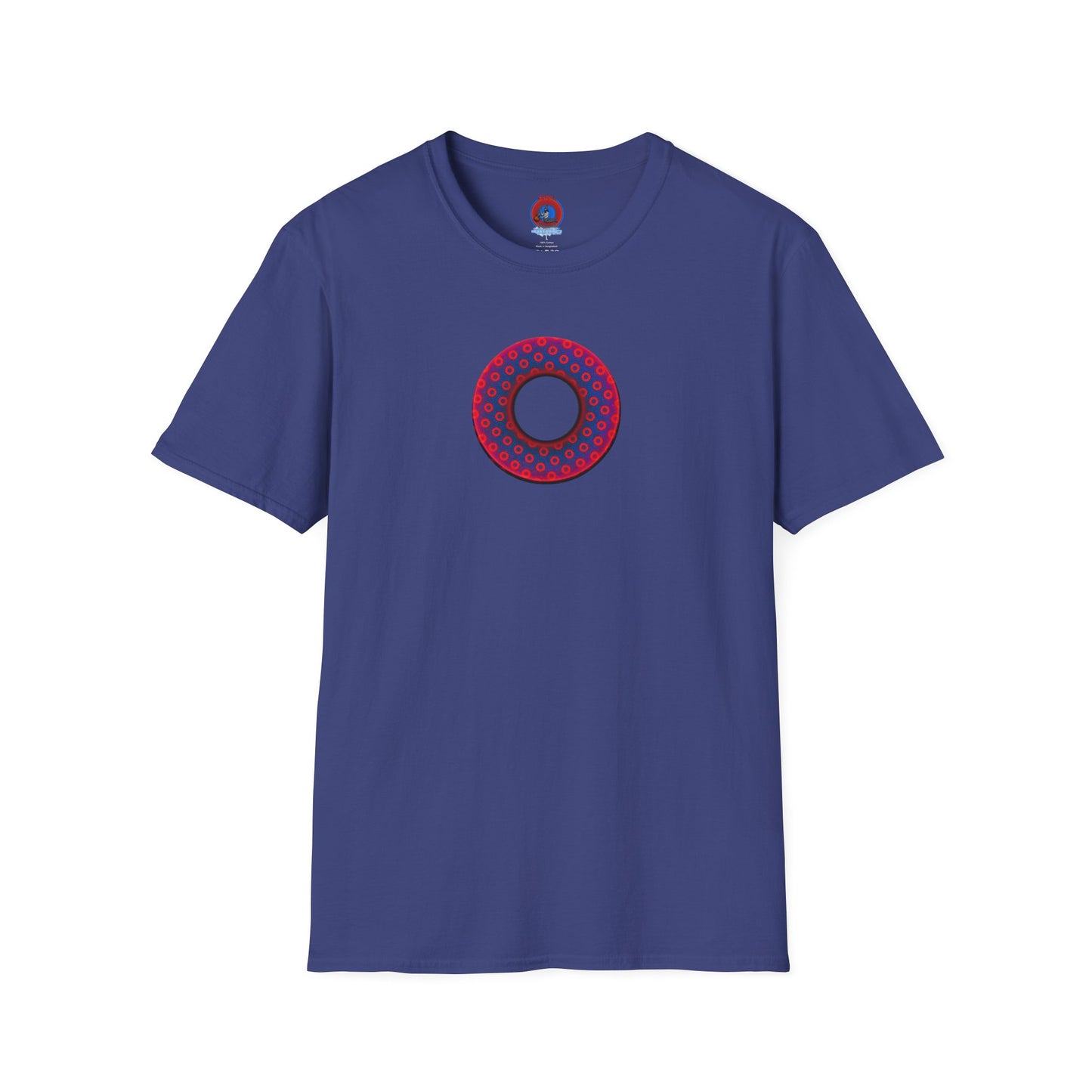 Classic Donut Tee - Unisex Soft-Style - "Vivid Donut inside a Paradox Donut" - blue/red electric paradox donut - variant 2 w/hole