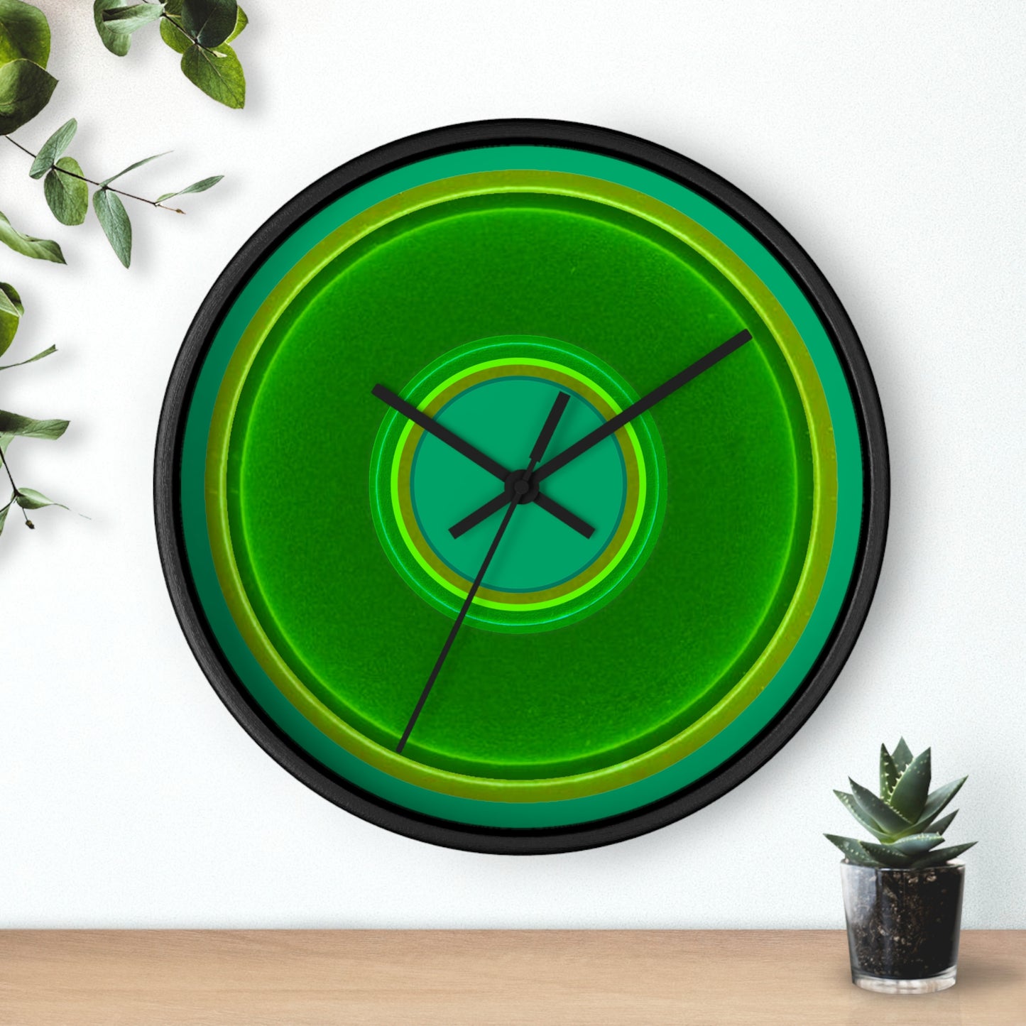 Lumpy Wall Clock - green vivid donut - variant 4 - w/jade green background