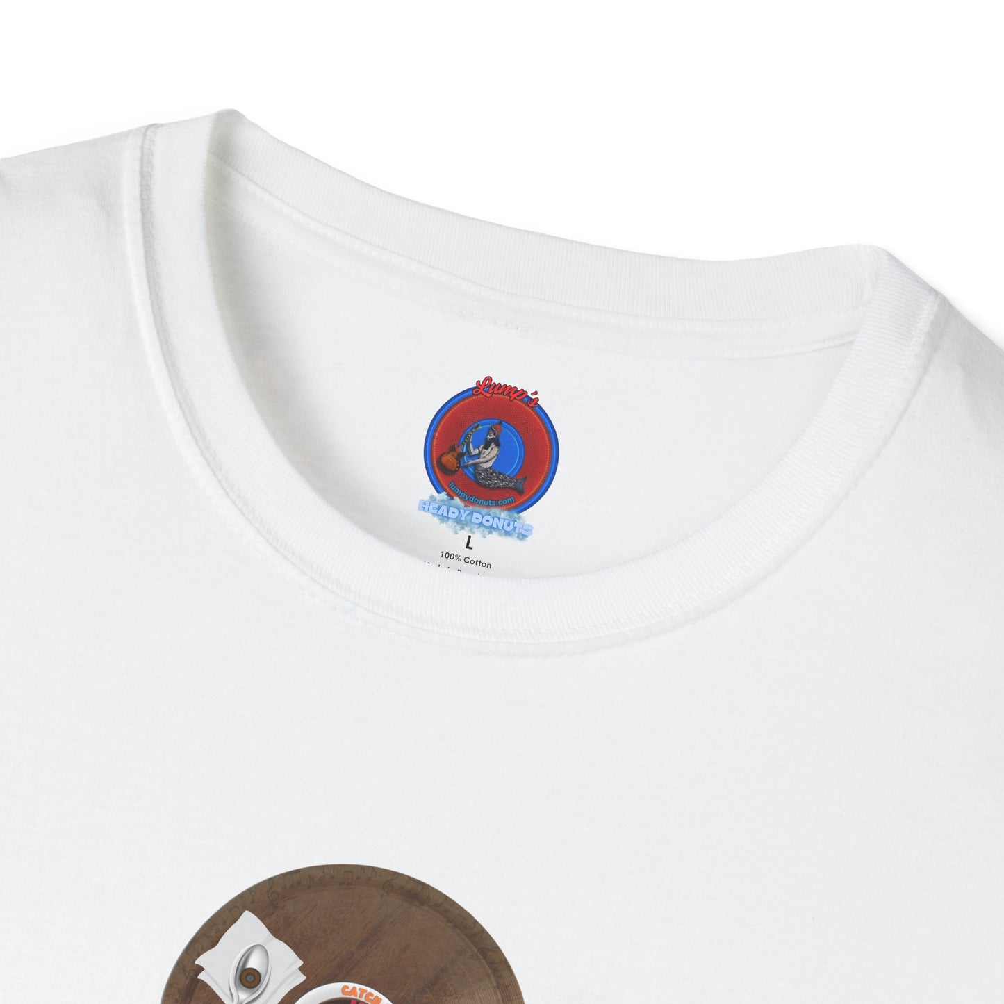 Coffee Traders Tee - Unisex Soft-Style - "Columbia House CDs " - paradoxical donut - variant 1 - coffee front/logo back