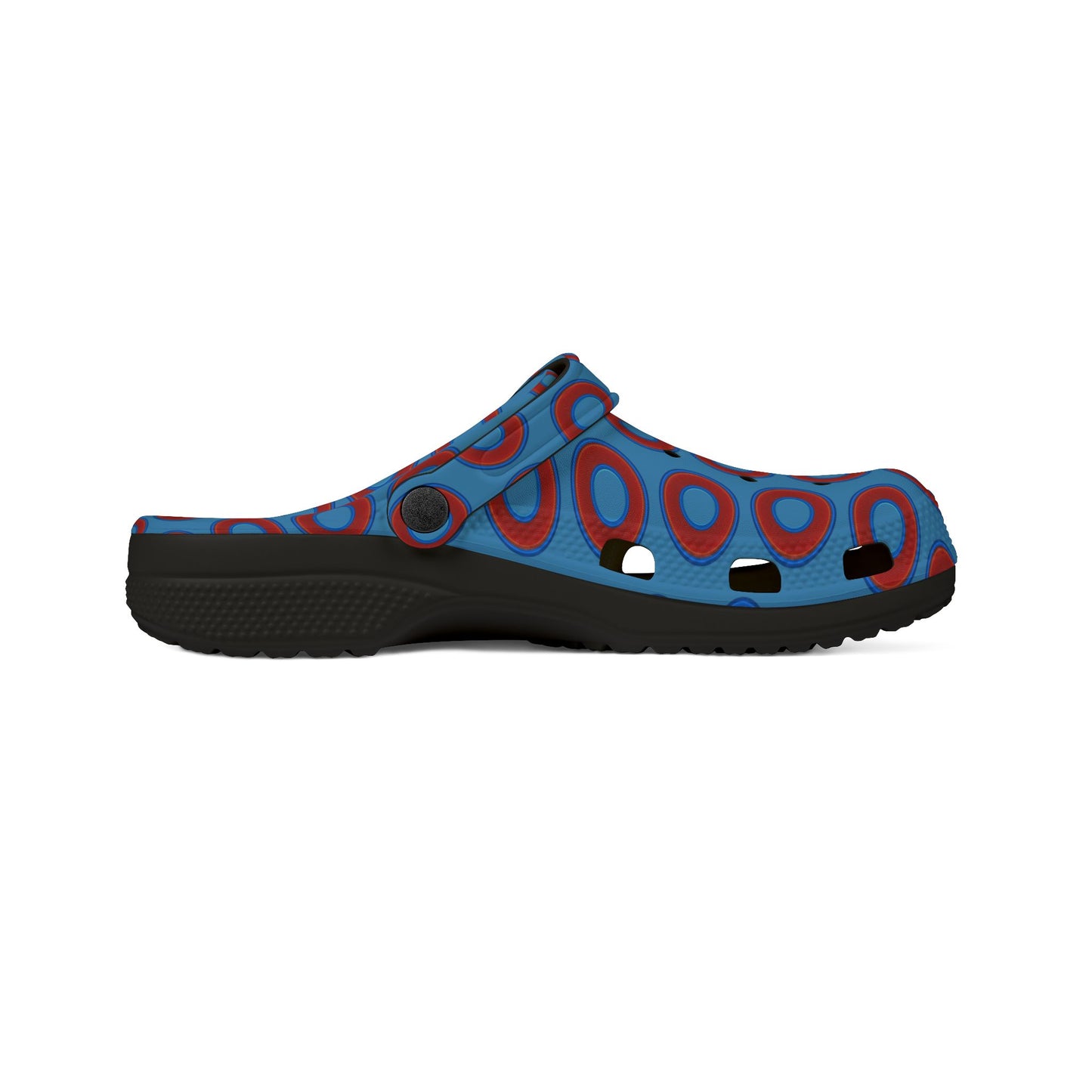 Spatchcocks - donut slip-on shoes - red rustic donuts w/light steel blue background [unisex]