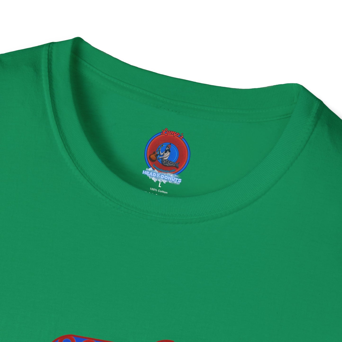 Classic Donut Tee - Unisex Soft-Style - "Guyute's Ugly Donut" - vivid red/blue donut pattern - variant 3