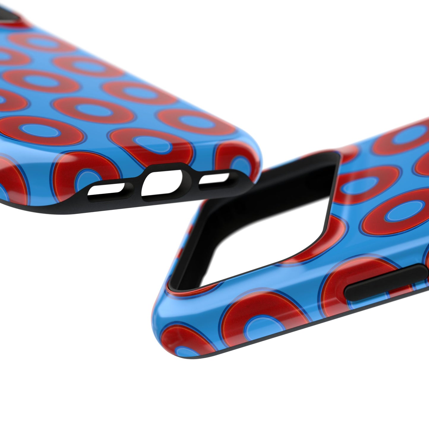 Impact-Resistant Lumpy Donut Case - red vivid donut print w/sky royal blue background