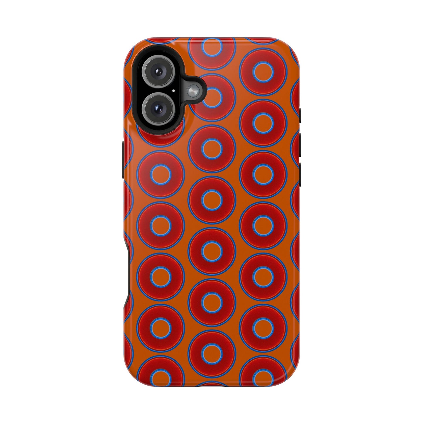 Magnetic Tough Donut Case - red vivid donut print w/dark orange background