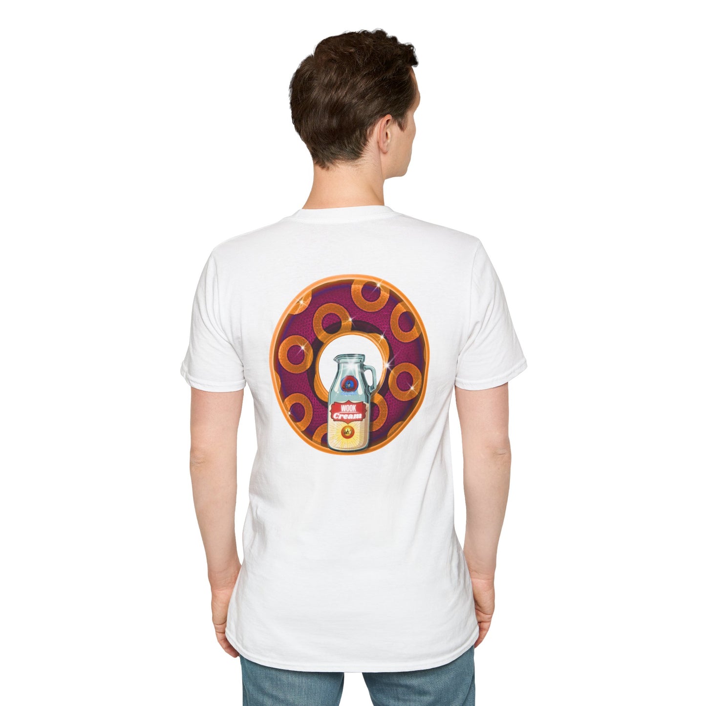 Classic Donut Tee - Unisex Soft-Style - "Princely Wooked Cream - YEMSG Donut " - burgundy/orange rustic paradox donut - variant 1