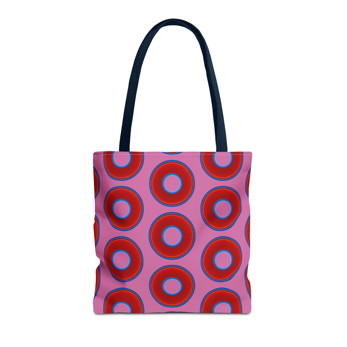 Lumpy Beach/Tote Bag - red vivid donuts w/light pink background