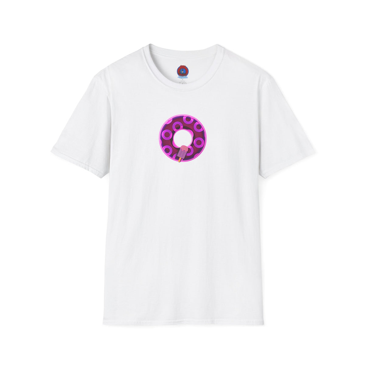 Classic Donut Tee - Unisex Soft-Style - "It's Ice Cream Popsicles - YEMSG Donut" - purple/magenta paradox donut - variant 1