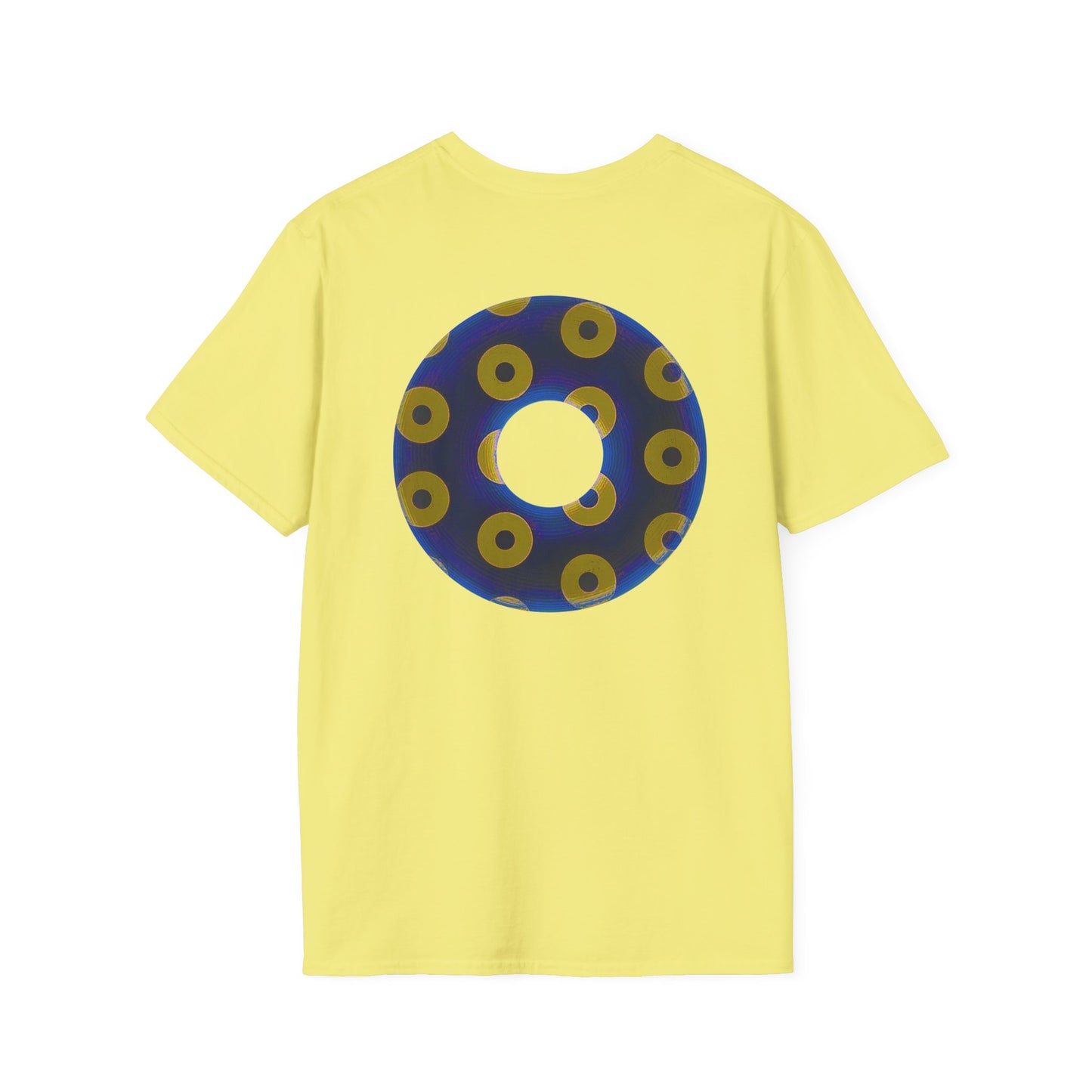Plain Donuts/Unisex Soft-Style - "Plain Blimpy Paradoxical Donuts" - dark royal blue/yellow donuts