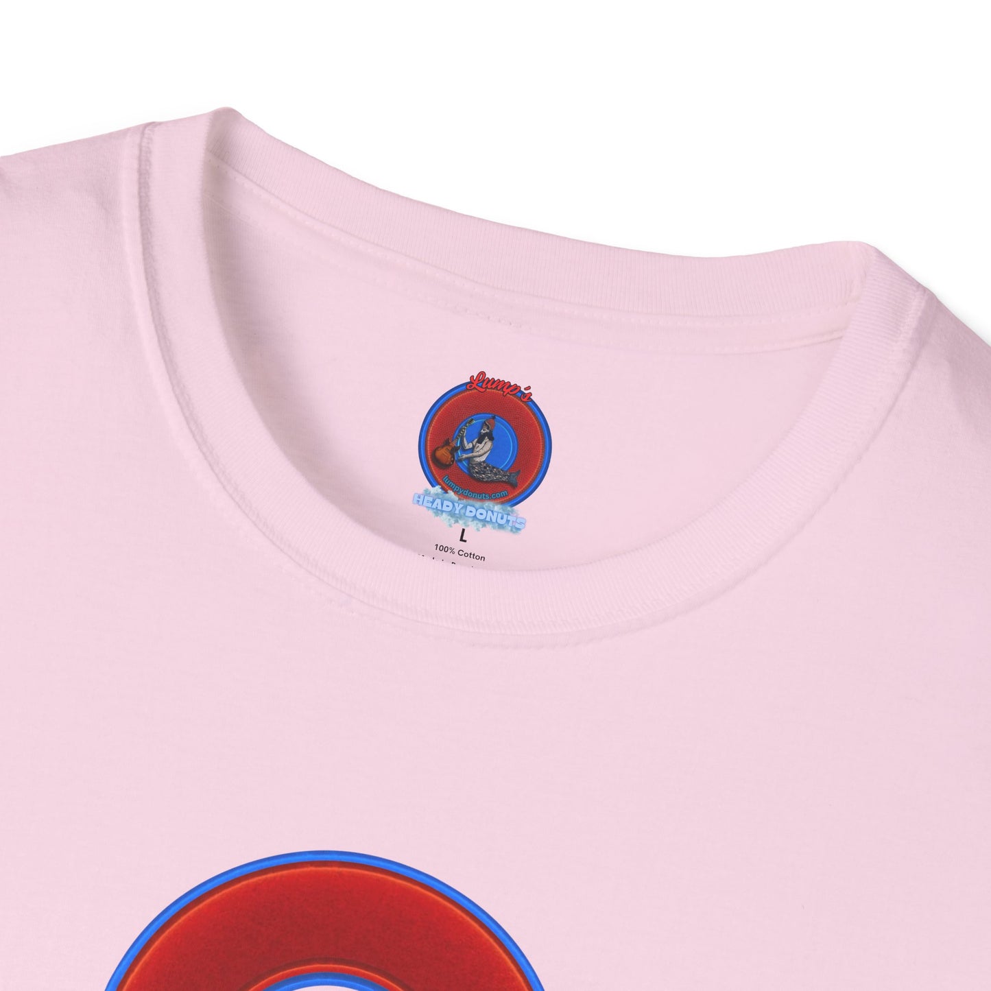 Classic Donut Tee - Unisex Soft-Style - "Rubber Ducky Bath Time Donut" - vivid red/blue donut - variant 1