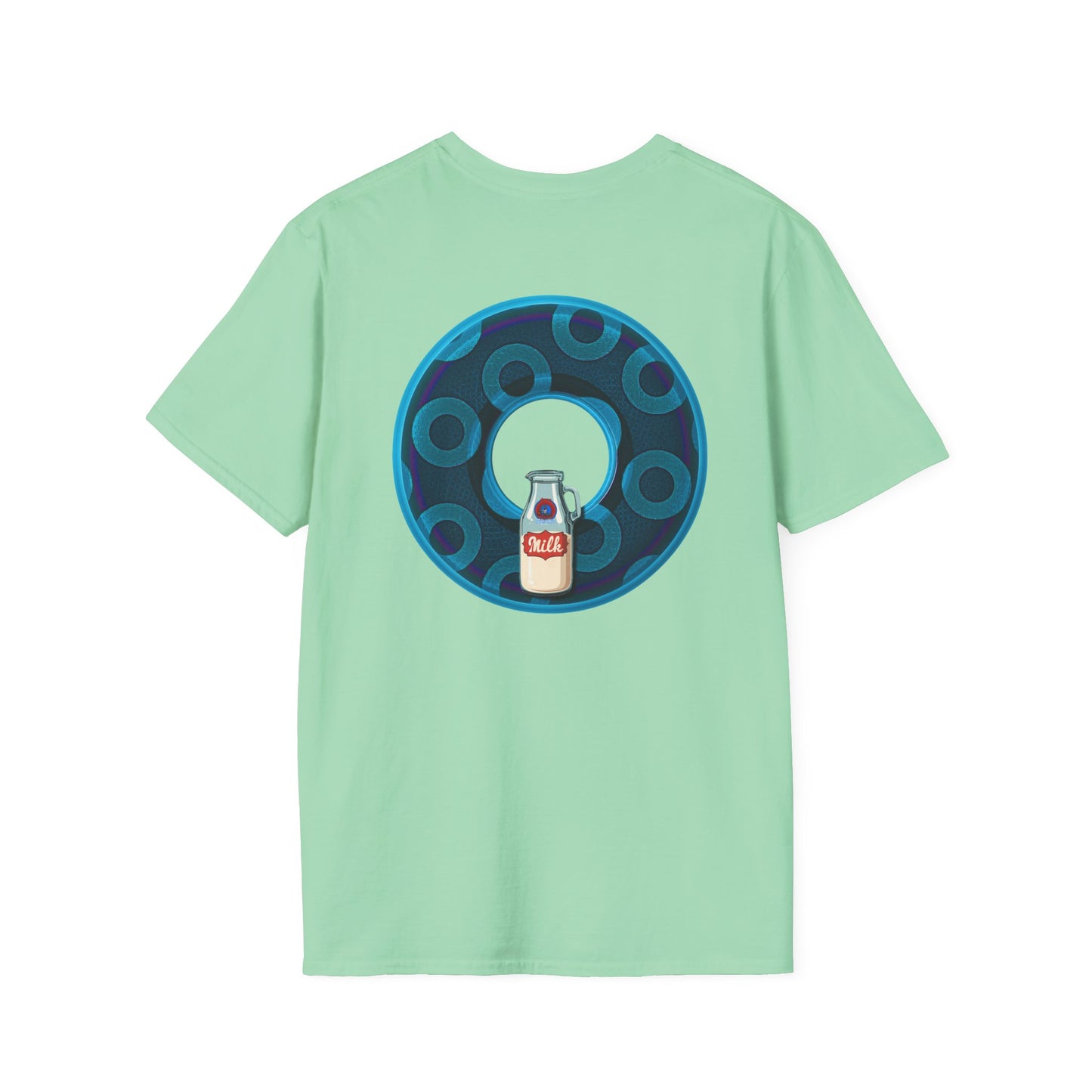 Classic Donut Tee - Unisex Soft-Style - "Wooked Cream - YEMSG Donut " - blue/teal rustic paradox donut - variant 7