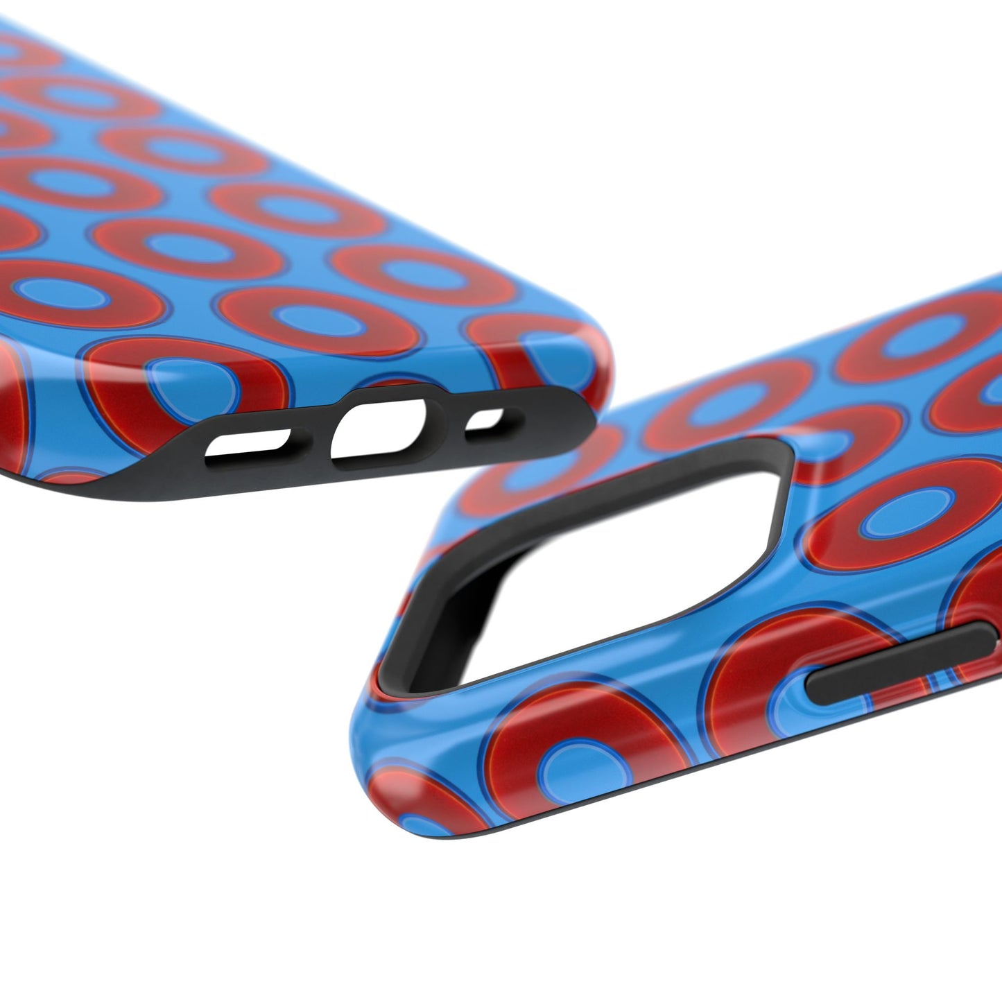 Magnetic Tough Donut Case - red vivid donut print w/sky royal blue background