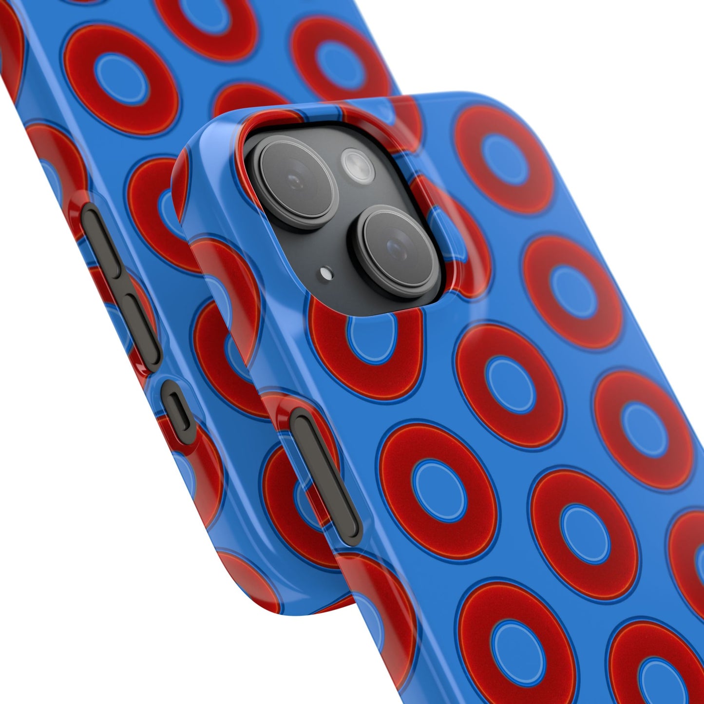 Lumpy Donut Snap Case - red vivid donut print w/light royal blue background