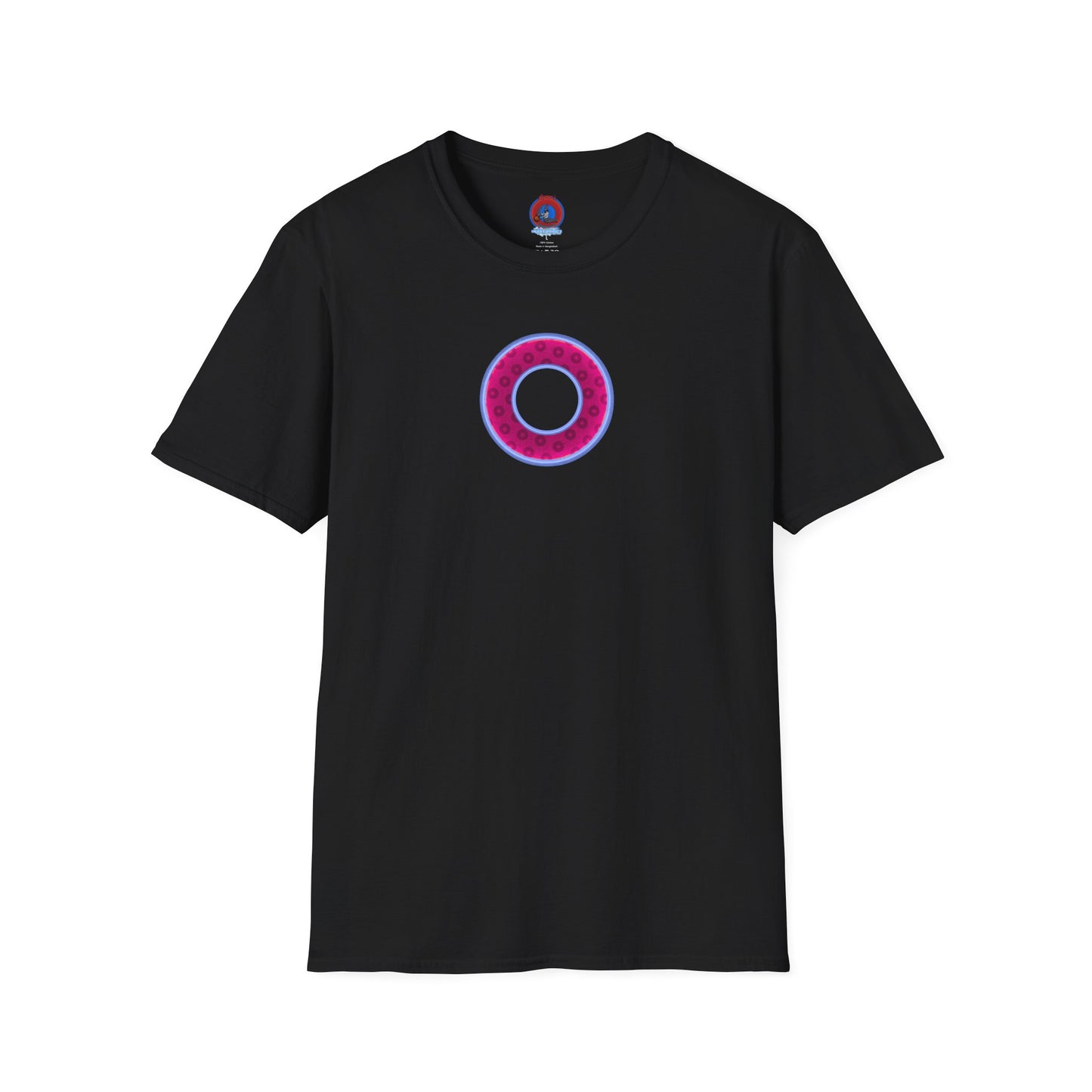 Plain Donuts/Unisex Soft-Style - "Plain Wide Mouthed Paradoxical Donuts" - dark magenta/light blue donuts