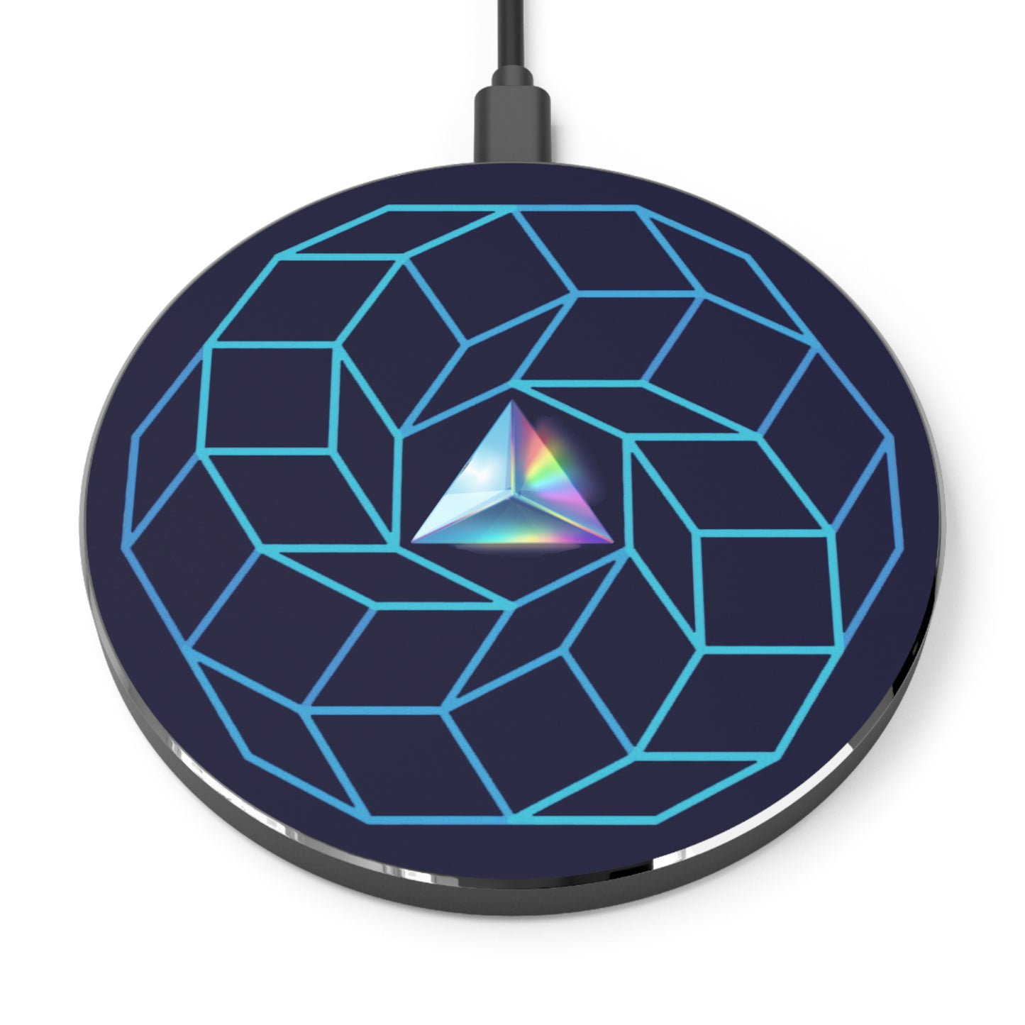 The Flow - Wireless Lumpy Donut Chargers - "Dark Side of the Donut Charger" - cube donut w/midnight blue background