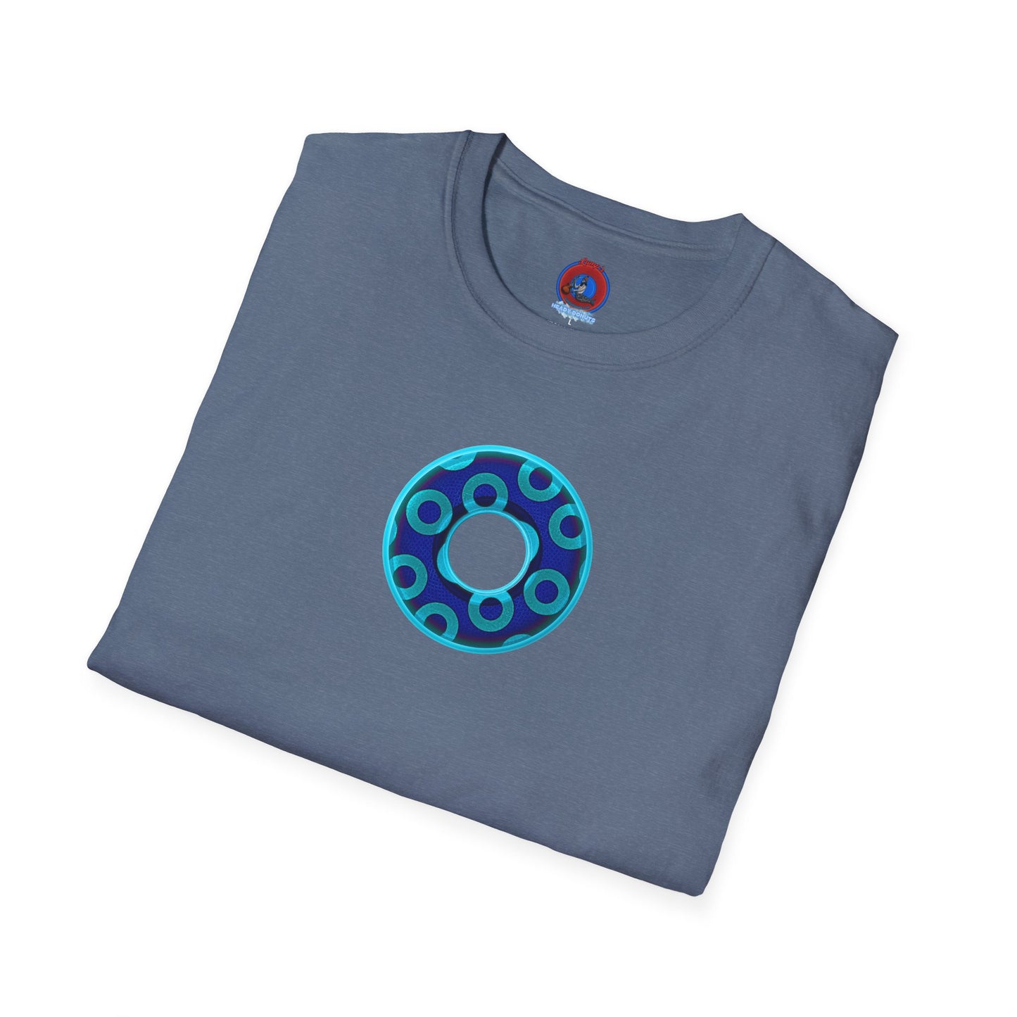 Plain Donuts/Unisex Soft-Style - "Plain Rustic Paradoxical Donuts" - aquamarine/dark blue donuts