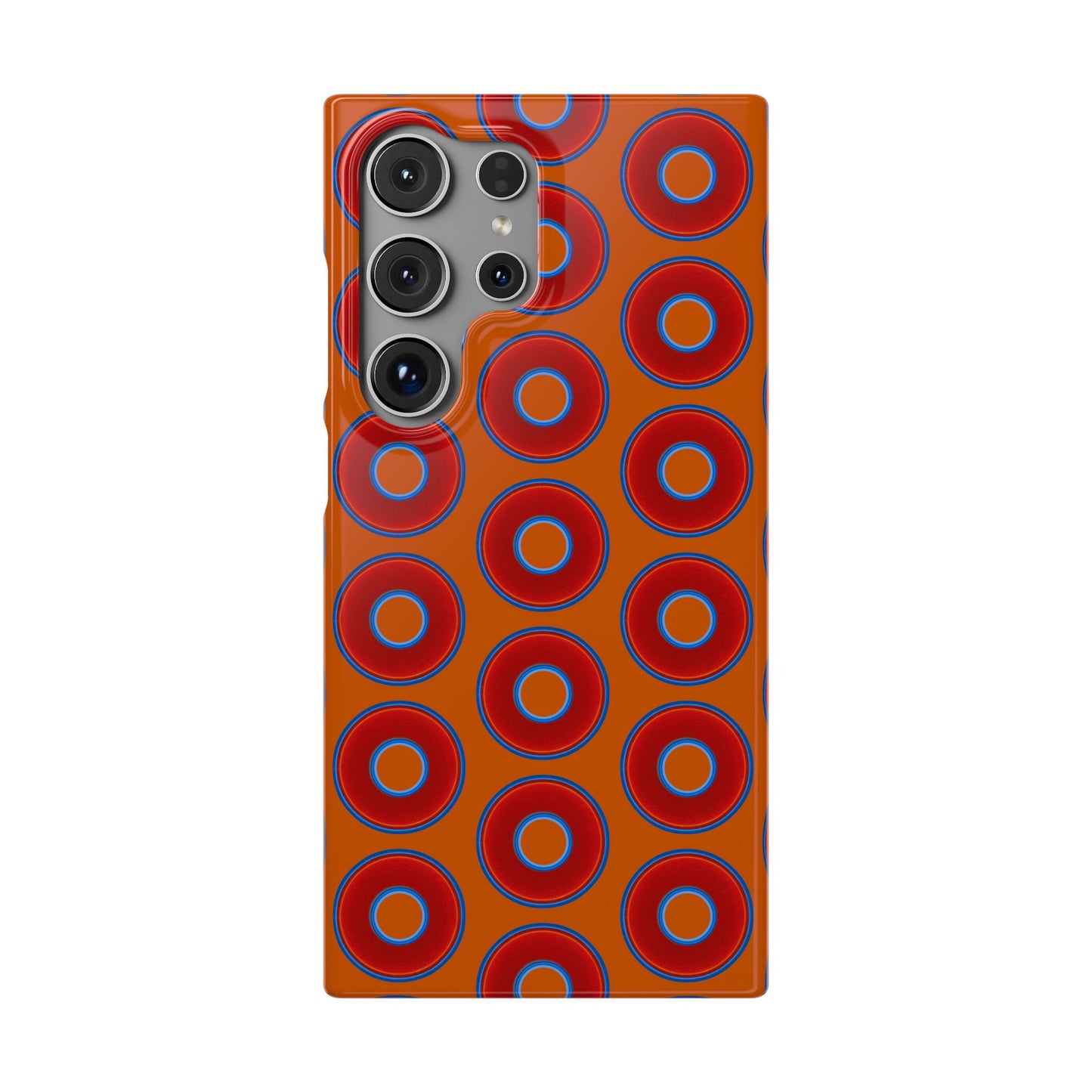 Lumpy Donut Snap Case - red vivid donut print w/dark orange background