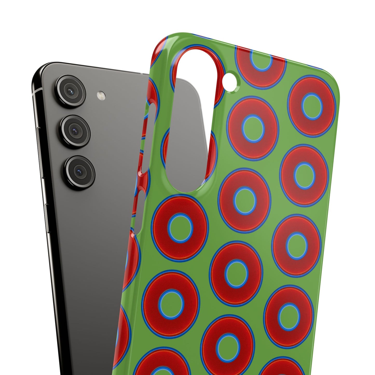 <Lumpy Donut Snap Case - red vivid donut print w/light green background