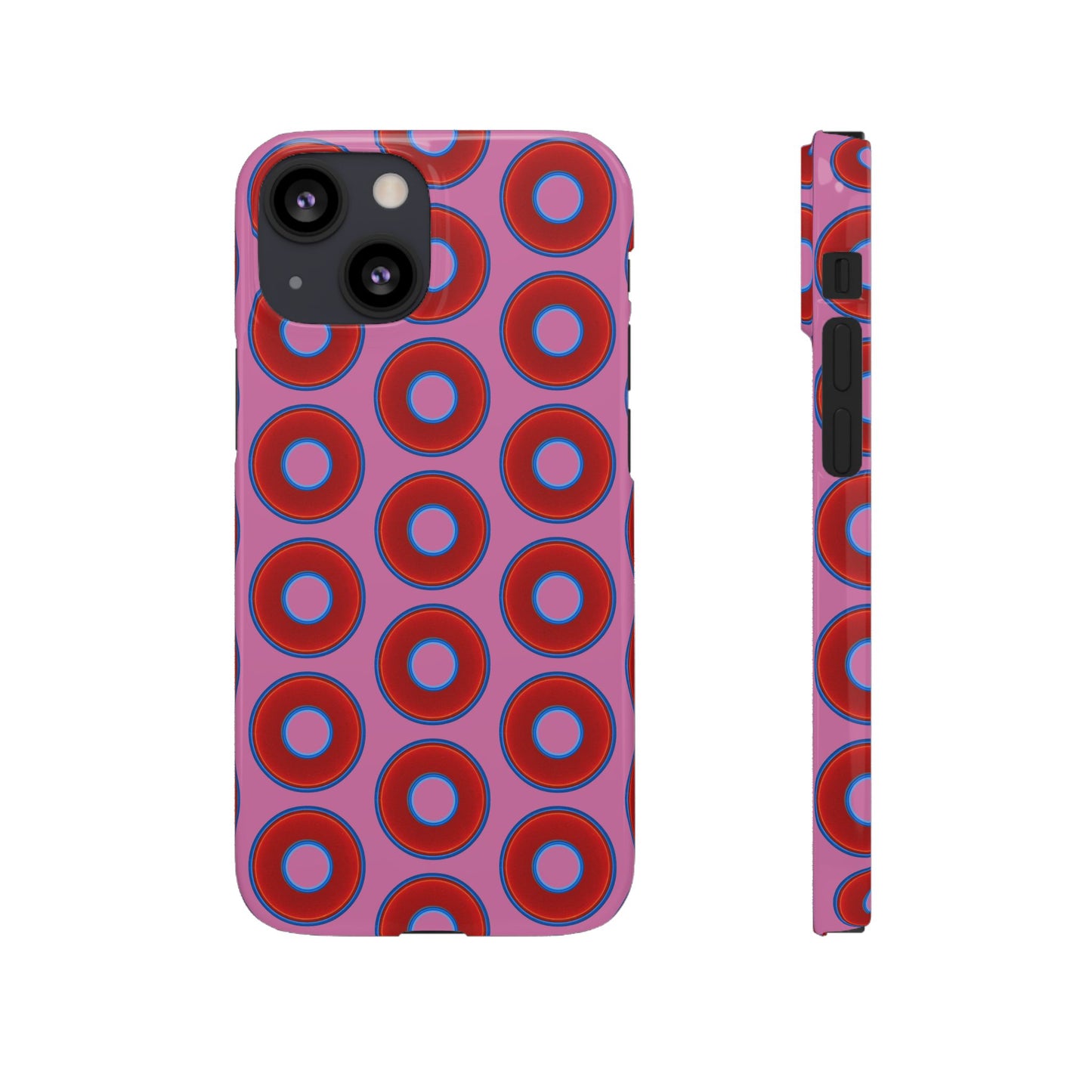 Lumpy Donut Snap Case - red vivid donut print w/light pink background