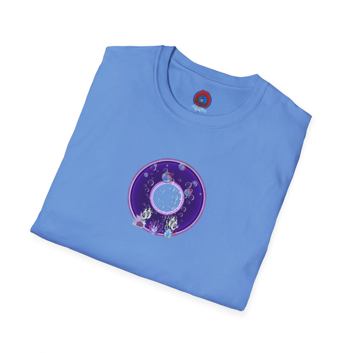 Classic Donut Tee - Unisex Soft-Style - "Sure That Sirens Made This Donut For Me" - vivid dark purple/light purple donut