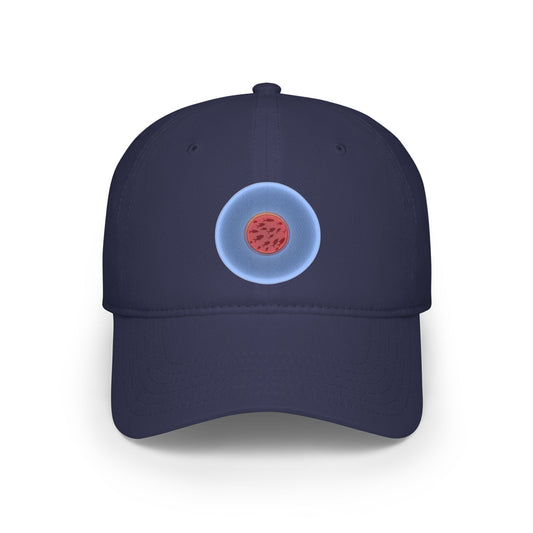 Lumpy Donut Baseball Cap - "Swimming by this Donut Cap" - variant 2 - light blue/red phatty donut w/