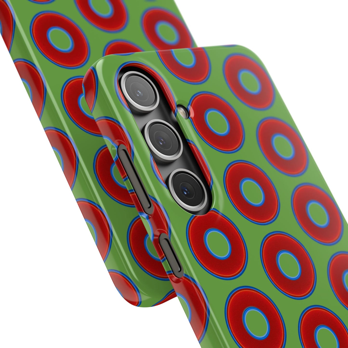 <Lumpy Donut Snap Case - red vivid donut print w/light green background