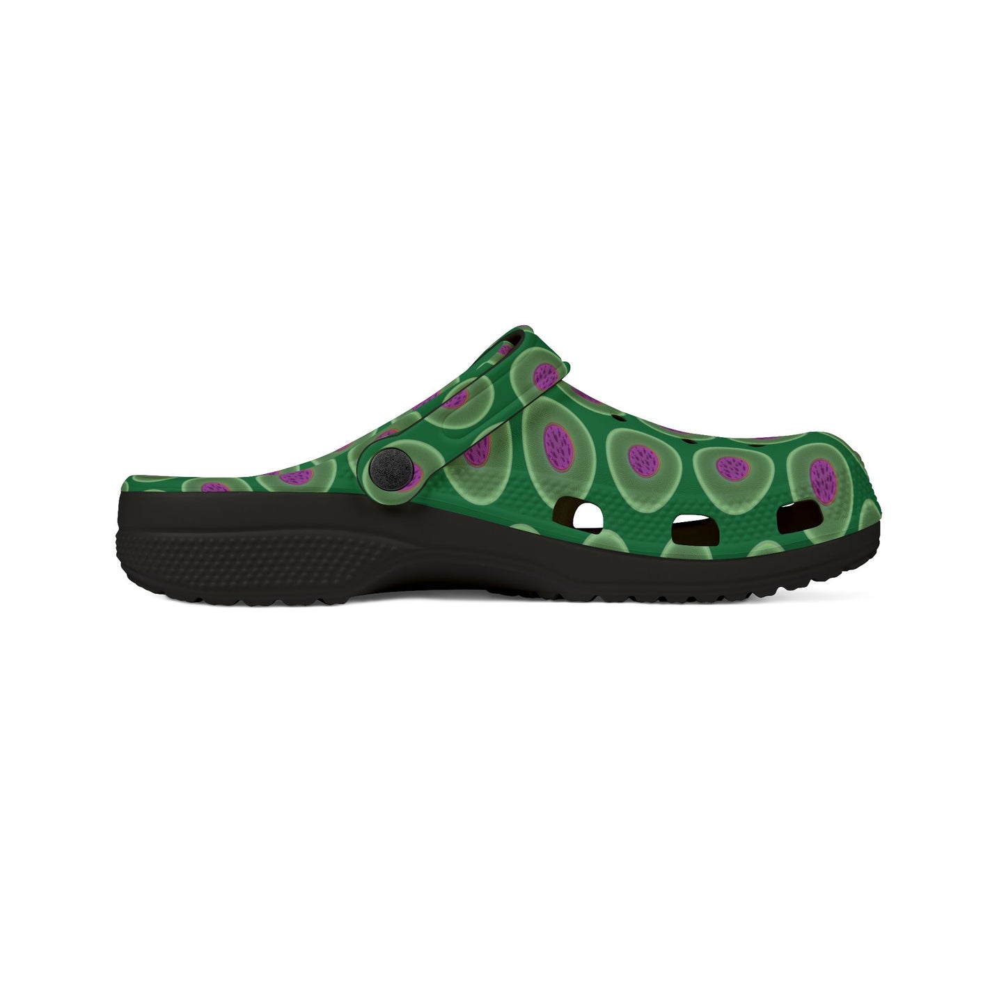 Spatchcocks - donut slip-on shoes - "The Donut Swimming By" - variant 1 - green phatty donuts w/green background background [unisex]