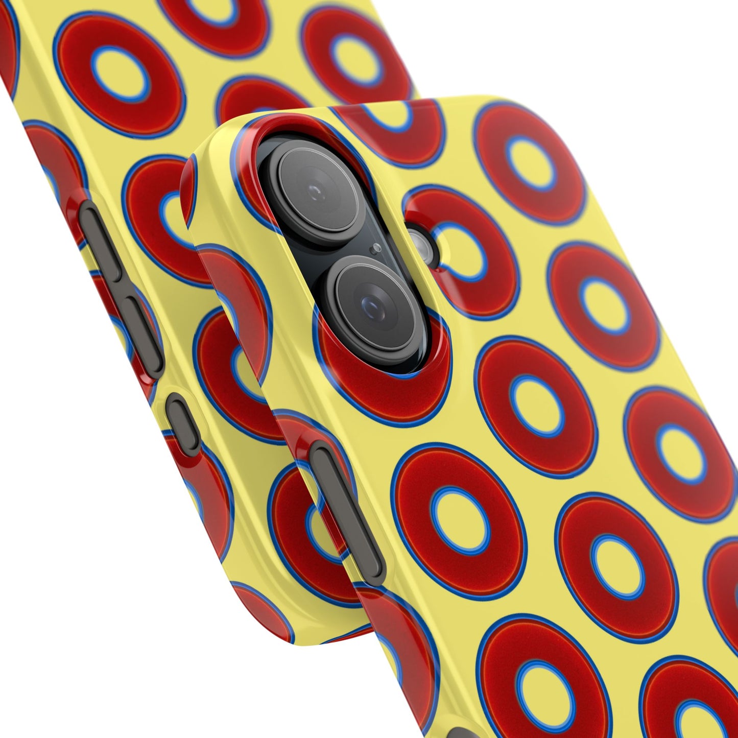 Lumpy Donut Snap Case - red vivid donut print w/yellow background