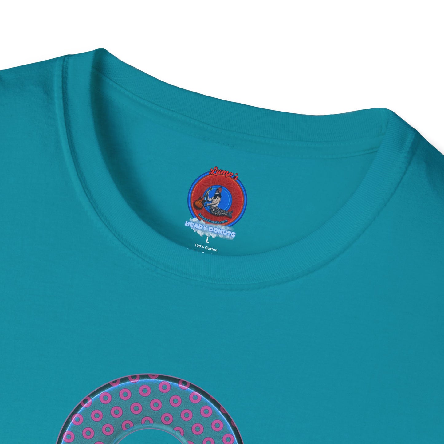 Plain Donuts/Unisex Soft-Style - "Plain Electric Paradoxical Donuts" - light blue/magenta donuts