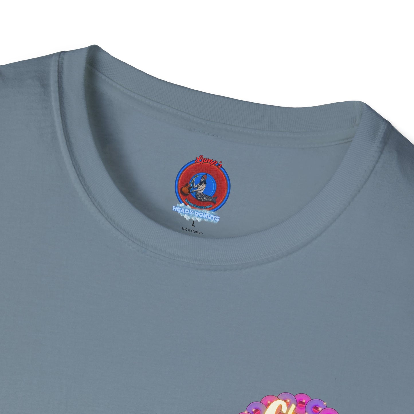 Classic Donut Tee - Unisex Soft-Style - "Cher-ing is Caring" - series 1.0  - variant 2 - magenta donut - [*charitable donut]