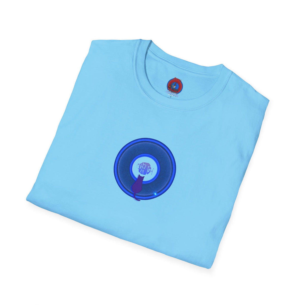 Classic Donut Tee - Unisex Soft-Style - "Cats: The Donut" - rustic blue/blue donut - variant 1